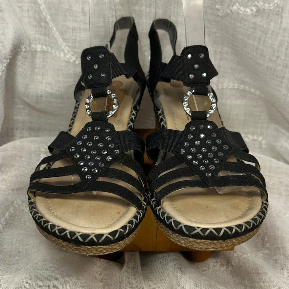 Remonte almost NEW leather elastic straps wedge shoes